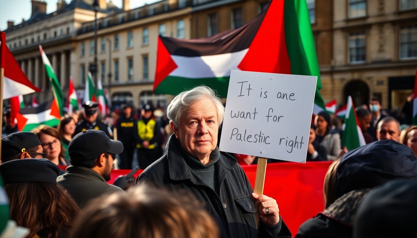 peter tatchell faces arrest for placard at london palestine march 1770203358