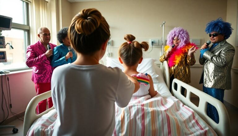 young pride supporter receives bedside sing along from drag performers 1774369737